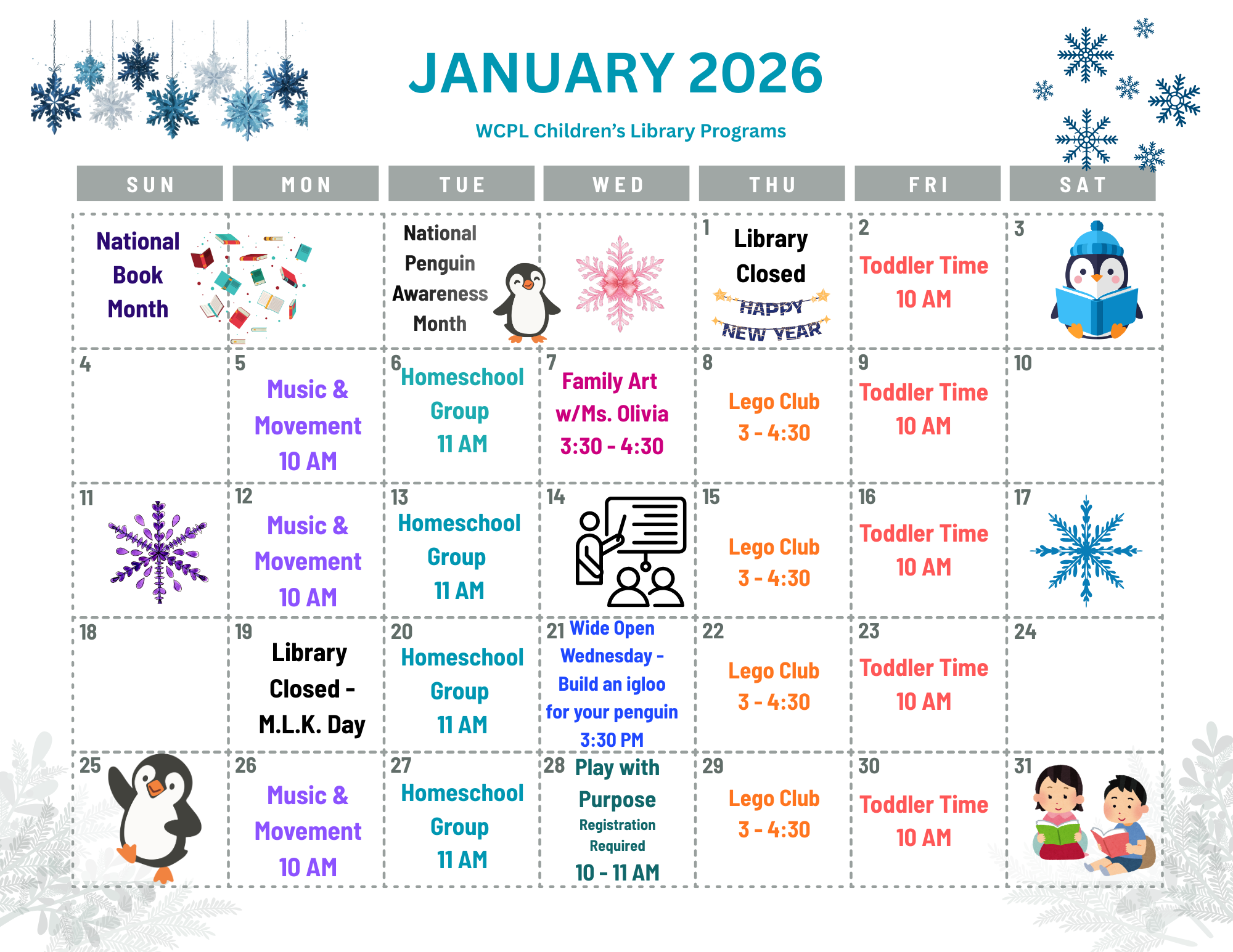 January Calendar of Events